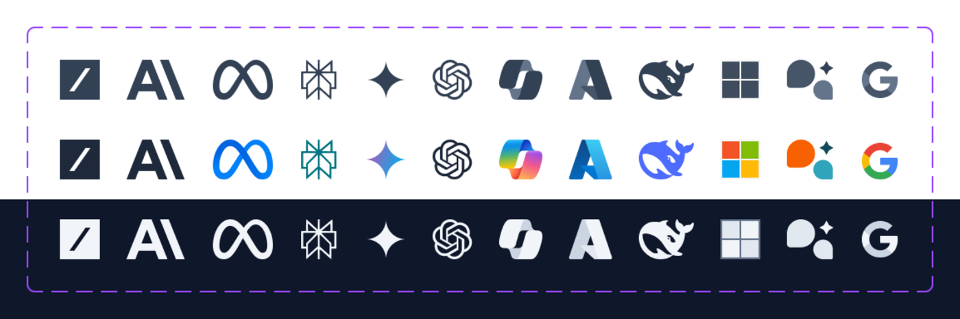 AI and LLM platform logos supported by BrandRank.AI