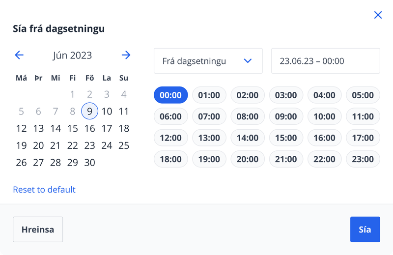 Frímann desktop date range filter