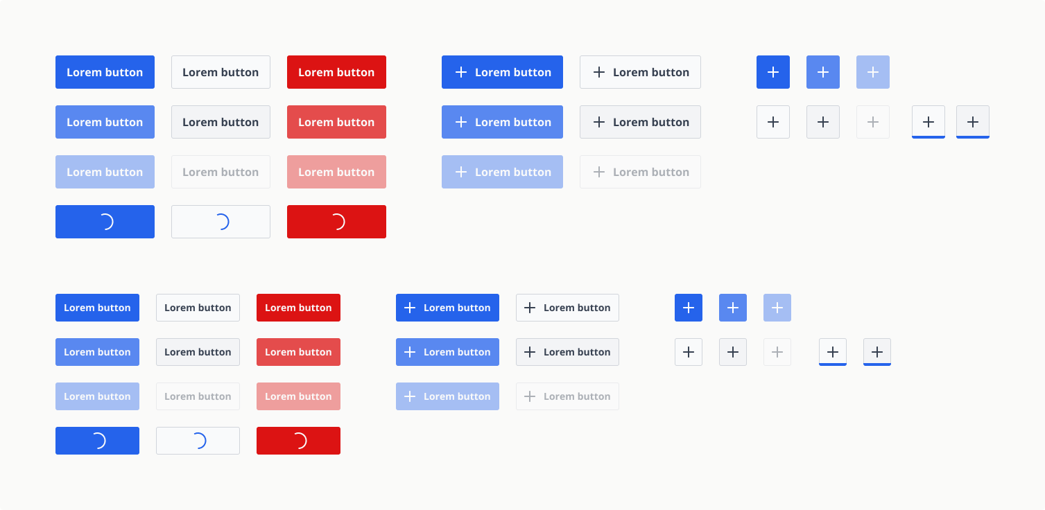 Frímann UI component library - button styles and variants