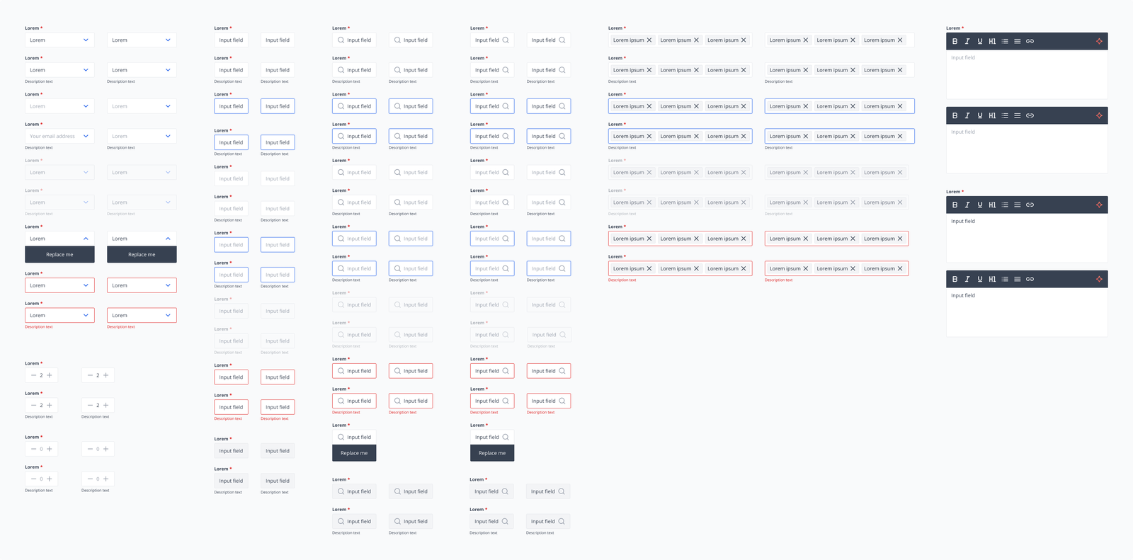 Frímann UI component library - form inputs and field styles