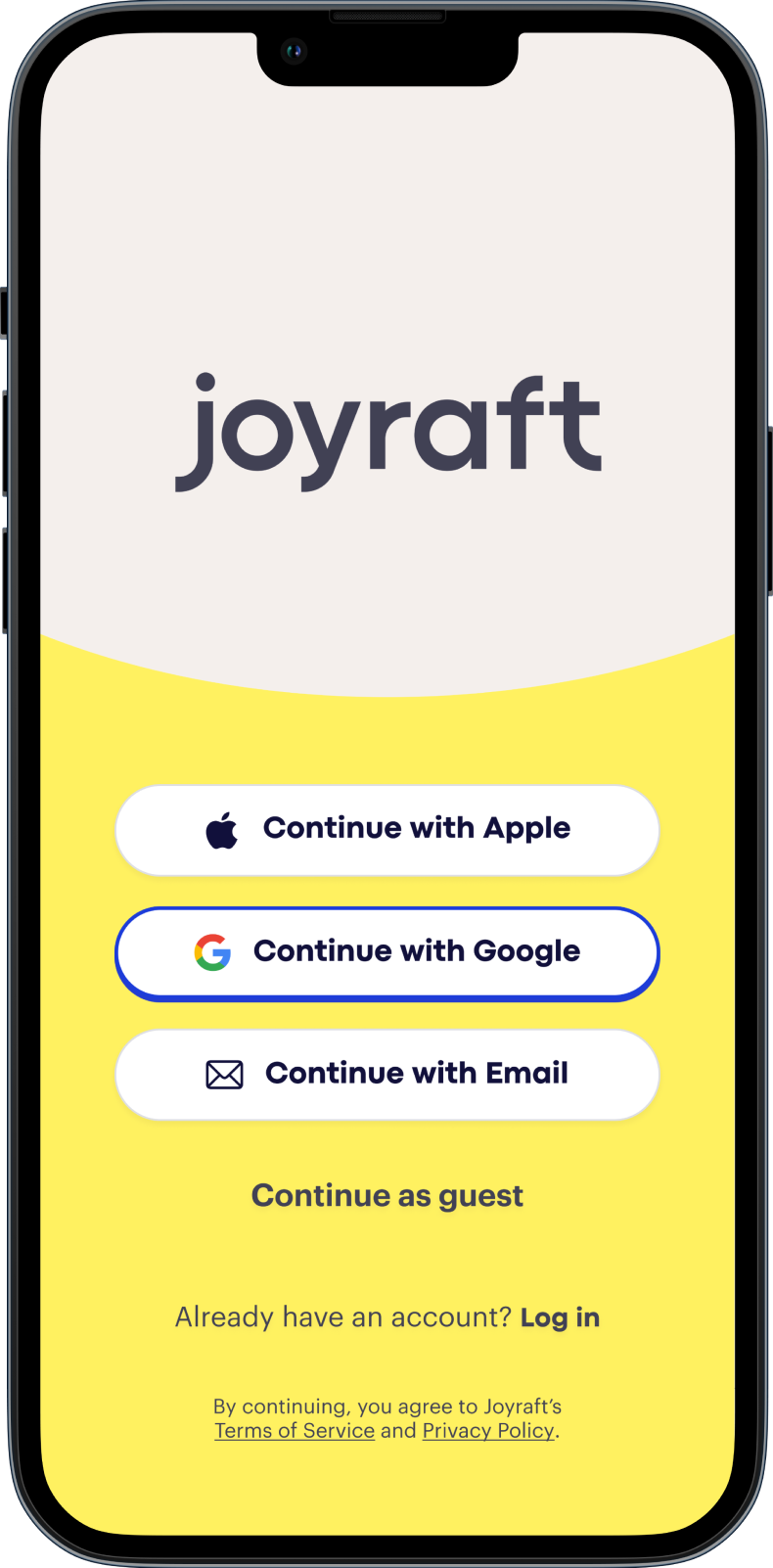 Joyraft login and onboarding